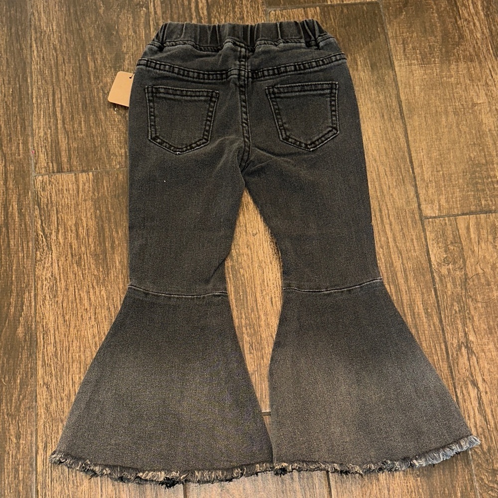 Boutique Toddler Bell Bottom Jeans 4T Black Flare Pants NWT - Picture 6 of 8